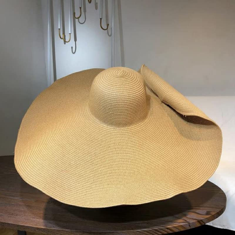 Chapeau de dame à large bord de 25cm : le prestige d'un grand chapeau de plage pliable