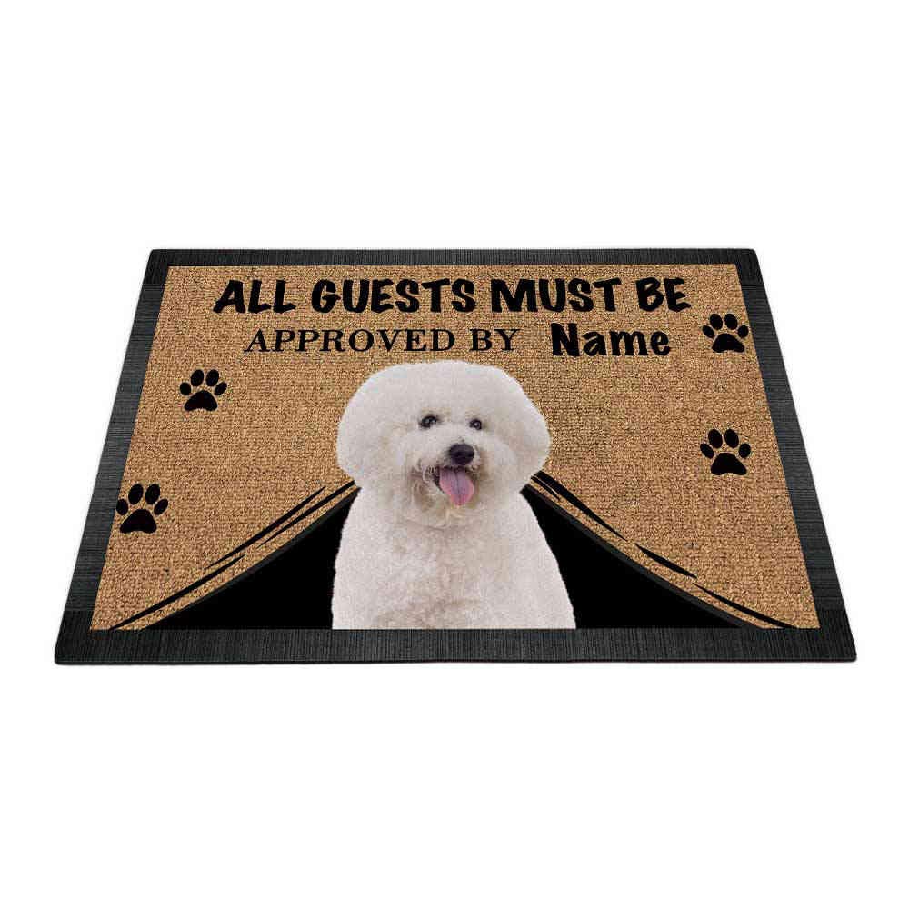 BAGEYOU Personalized Doormat with My Love Dog Bichon Frise Welcome Floor Mat All Guests Must be Approved 27.5" x 17.7"
