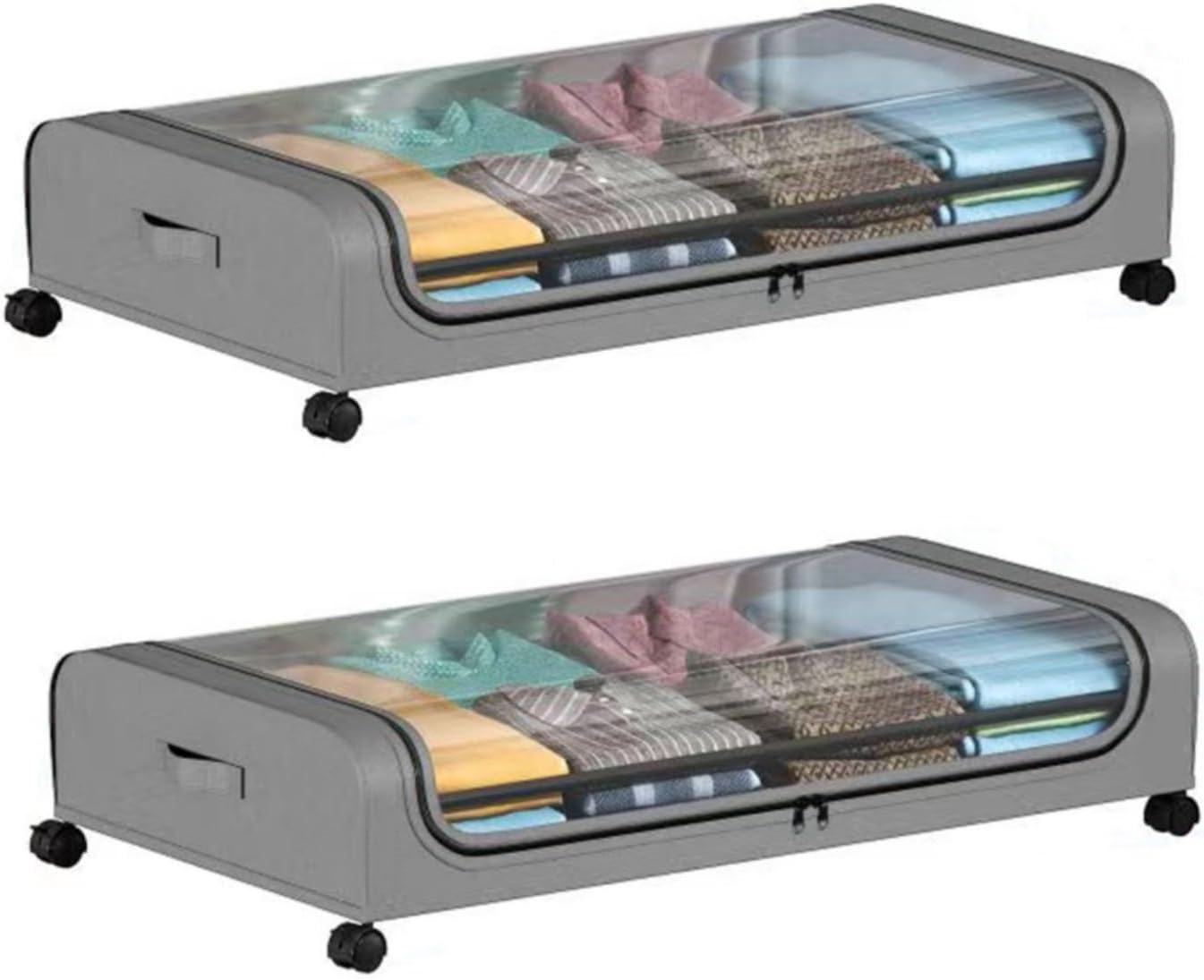 Plcnn 2Pcs Under Bed Clothes Storage with Wheels Under Bed Storage
