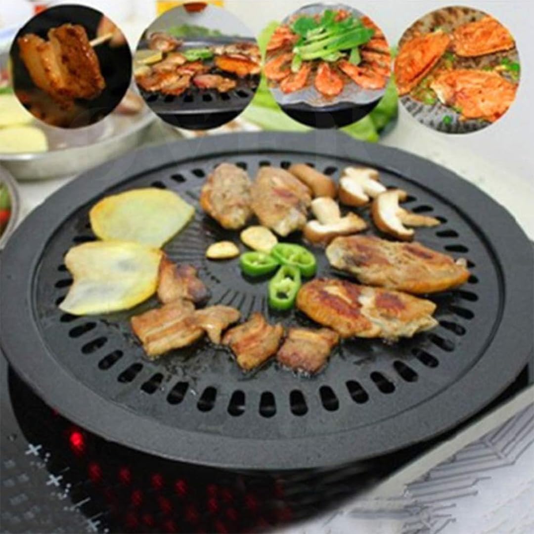 Overa Korean BBQ Grill, Non-Stick Round Frying Pan, Traditional Portable  Cast Iron Grill Plates, for Home Outdoor Camping Picnic Barbecue Shops