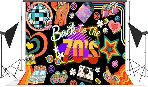 Miniatura 4 de Lofaris Fondo de fiesta de regreso a los años 70 para adultos, decoraciones de fiesta de discoteca, bola de discoteca retro de los años 70, Let's