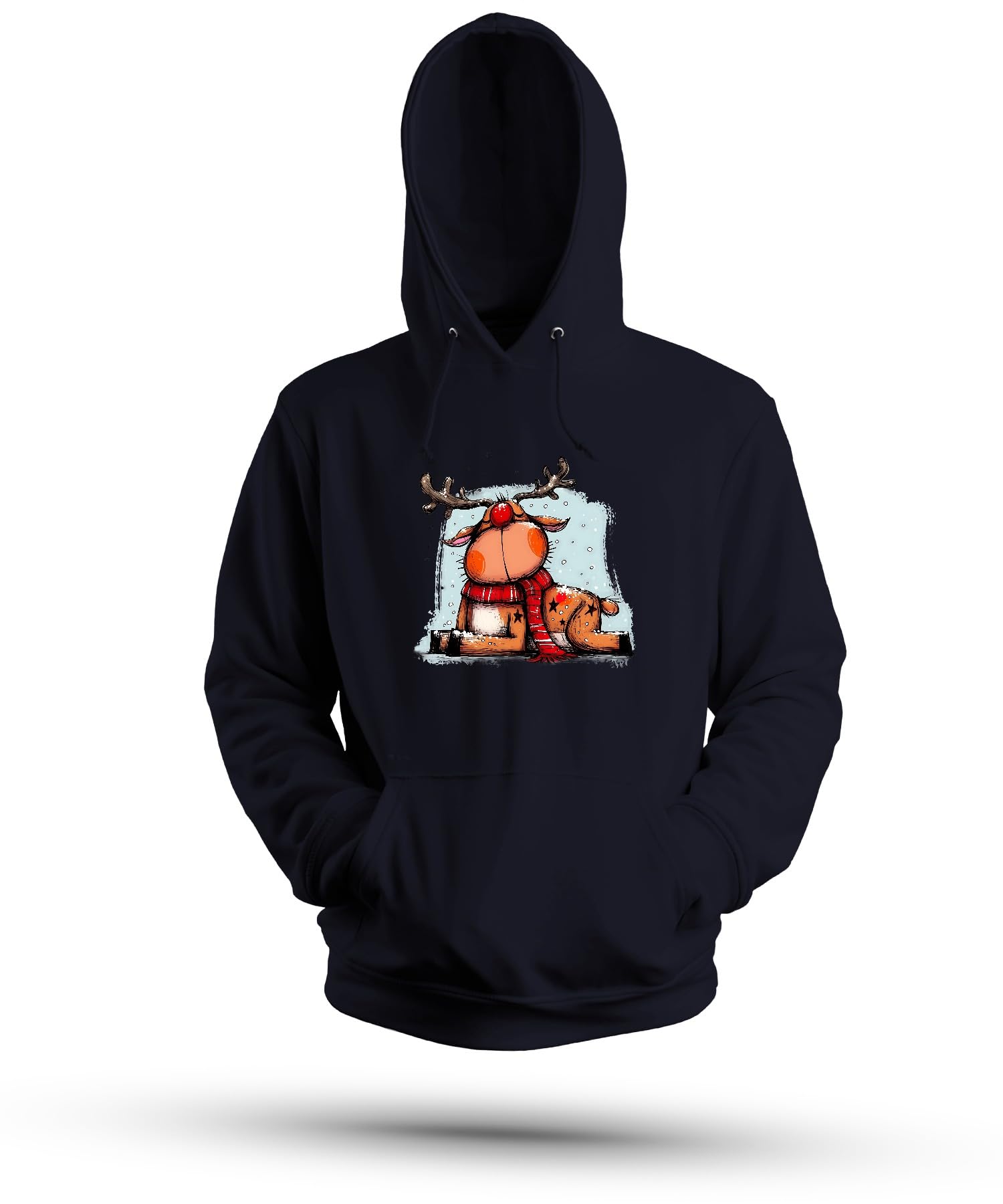 Rudolf renifer Boże Narodzenie czerwony nos czerwony szal prezent unisex bluza z kapturem bluza z kapturem