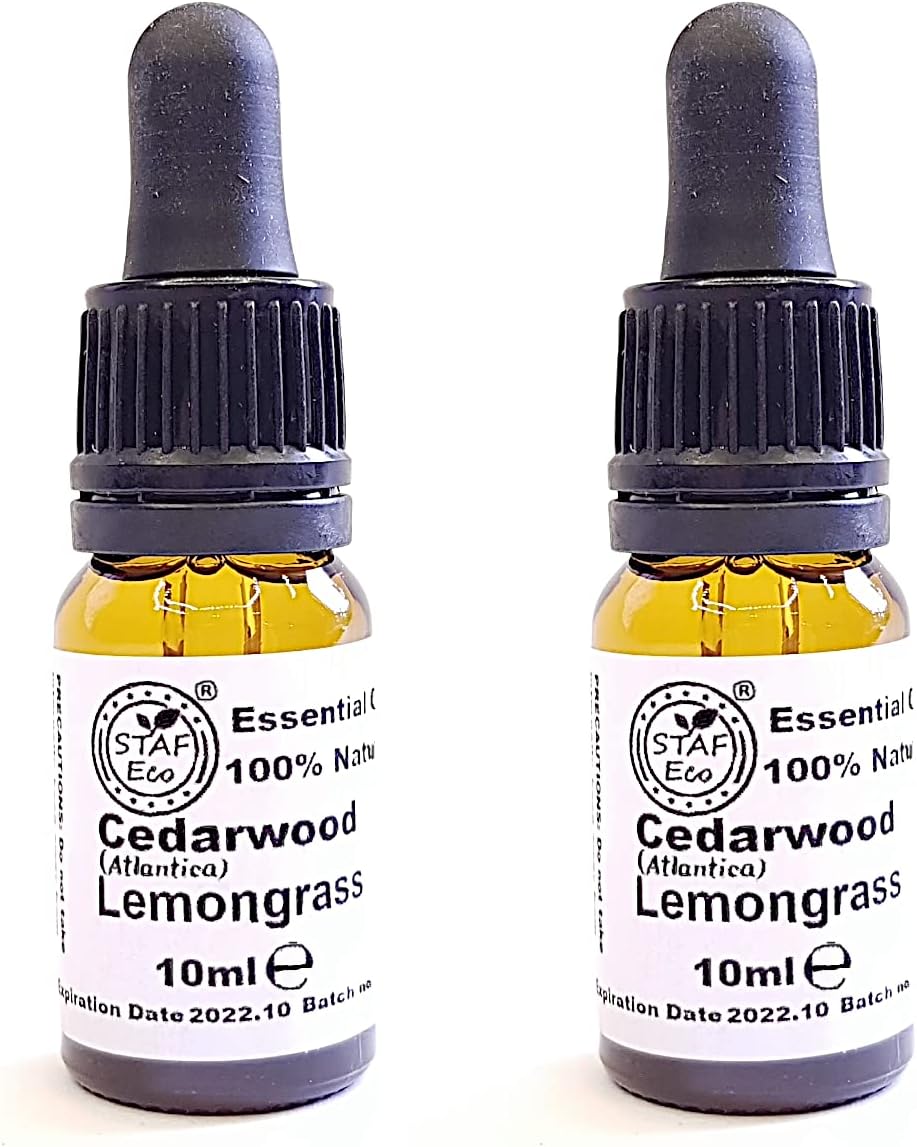 STAFECO Moth Repellent Oil for Wardrobe Protection Naturall 100% for Rings Balls Bloks 2x10ml (Cedarwood Lemongrass)