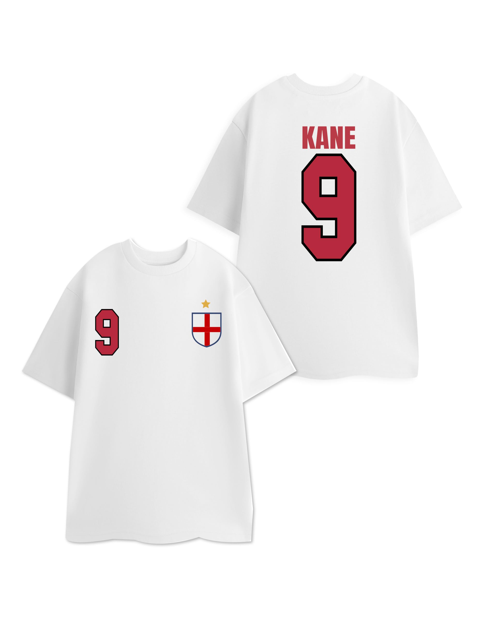 Show Me The Merch England Kane 9 White Red Graphic Tee | Short Sleeve Football Jersey T-Shirt | Sports Merchandise Top | Adult Player Number Unisex Shirt - X-Large