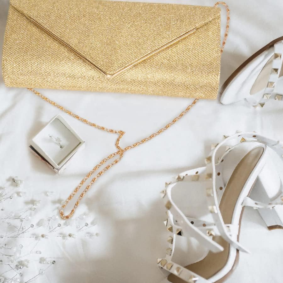 Larcenciel Clutch Purses for Women, Sparkling Envelope Evening Bag with Detachable Chain - Image 3