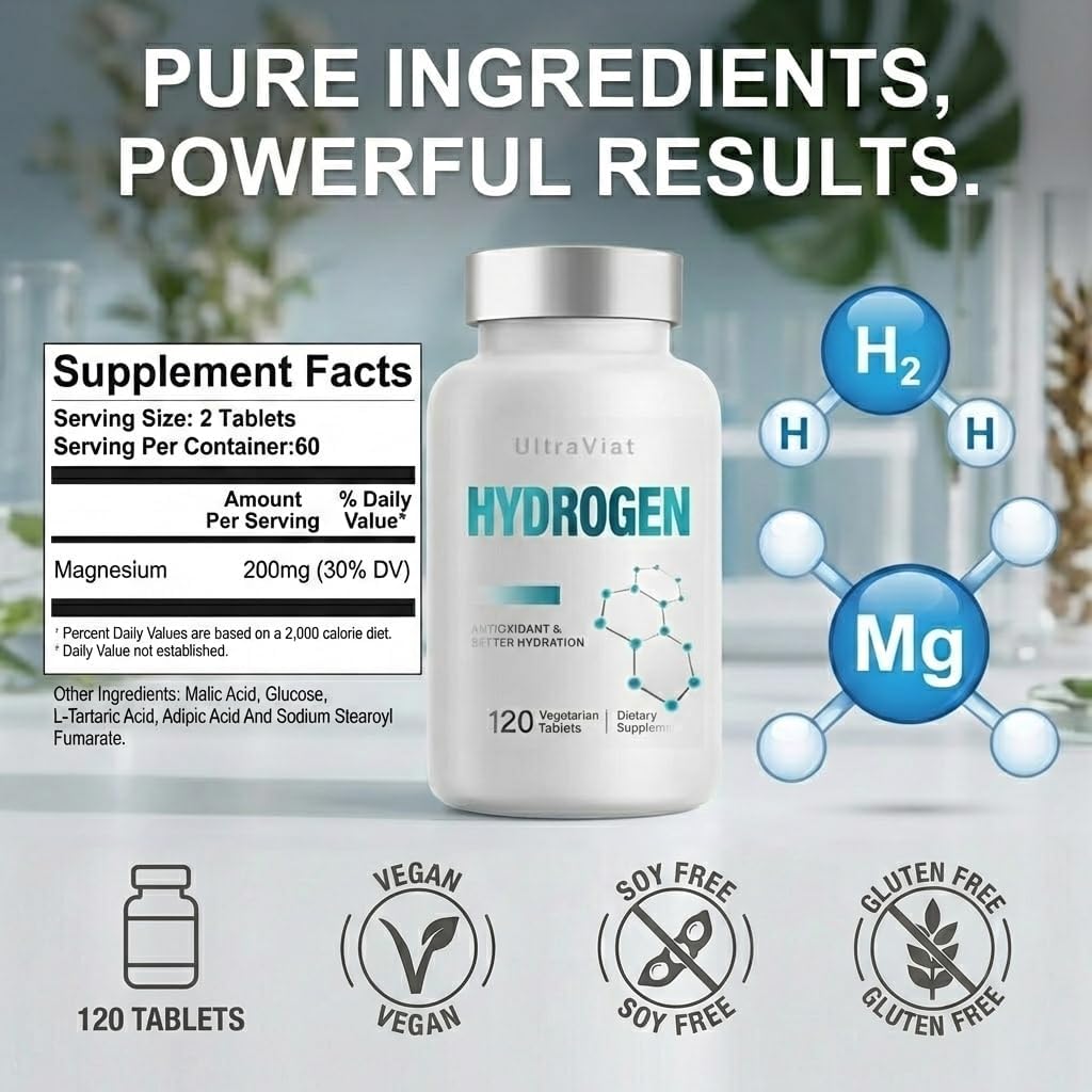Hydrogen Water Tablets with Magnesium, H2 Molecular Hydrogen Tablets for Drinking Water, Supports Energy Metabolism, Cognitive & Antioxidant, 120 Count - Image 6