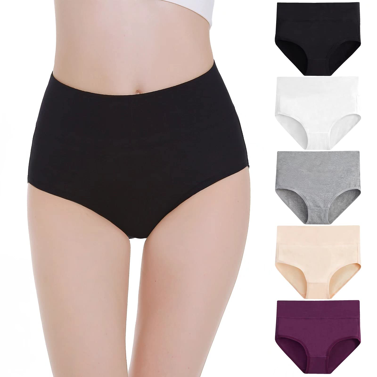 Falechay Mutanda Donna Vita Alta Cotone Slip Traspirante Confortevole Pacco da 5