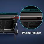 LIANGSTAR Plaque de refroidissement pour ordinateur portable, Refroidisseur pour ordinateur portatif avec 6 Eventails silencieux pour 12-17 pouces Notebook Gaming Fan Stand stable, 7 Hauteur & Vitesse du vent réglable, 2 USB Port & Porte-téléphone (Noir)