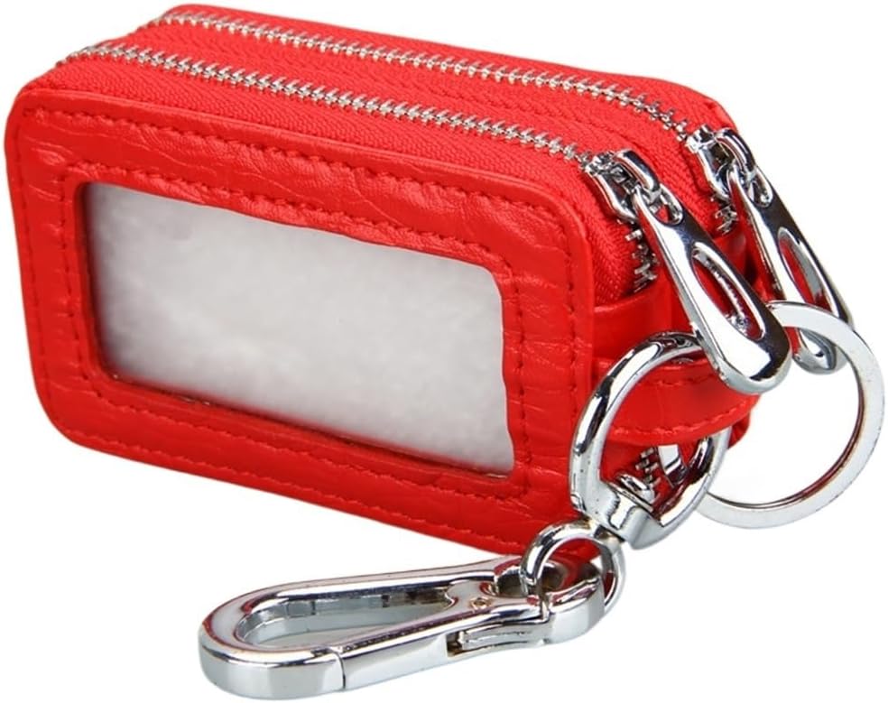 Universal Transparent Window Car Key Case Leather Multifunction Zipper