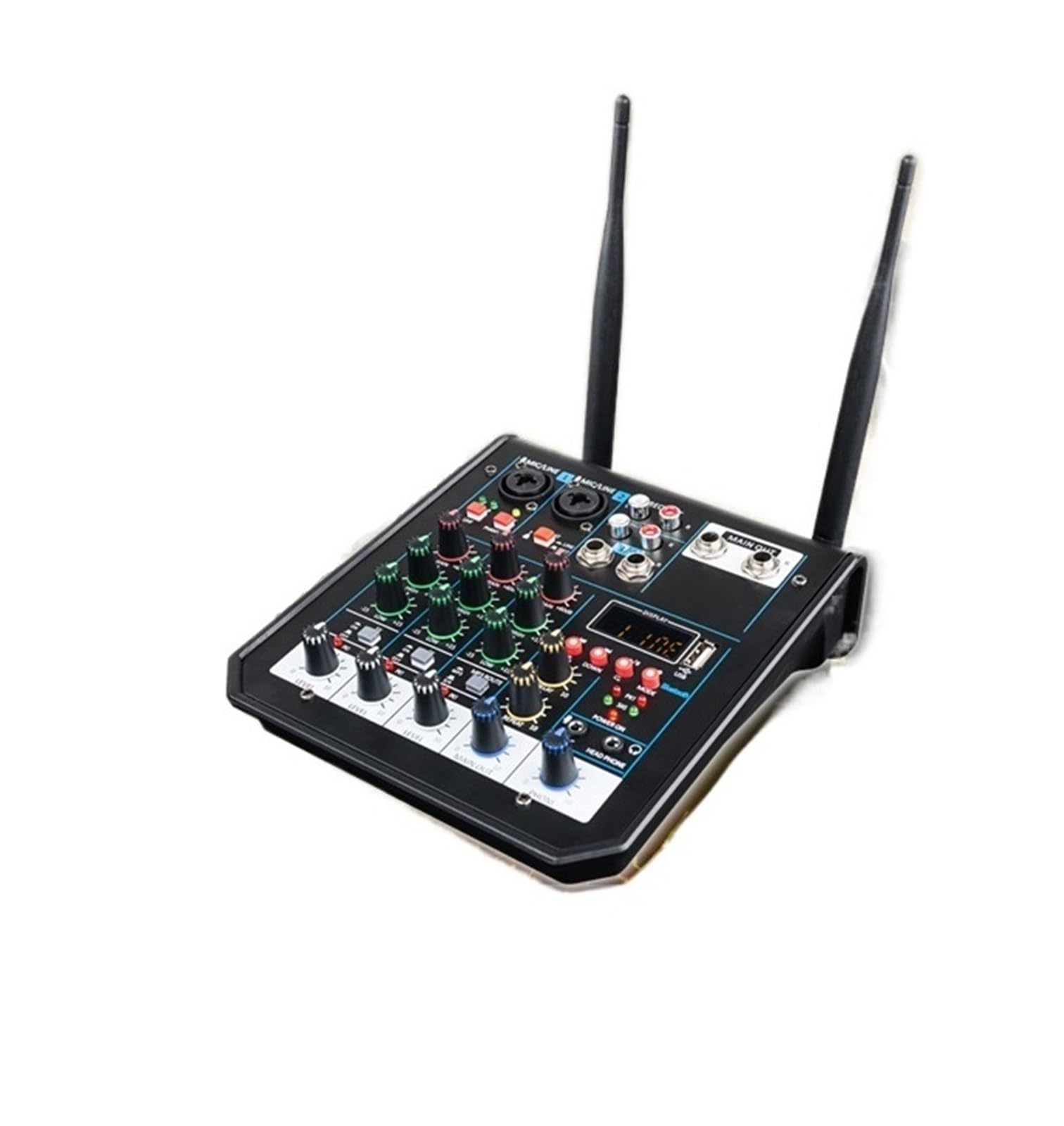 4 Channel Dj Mixer Console with Bluetooth Mixer Wireless Microphone for Stage Studio
