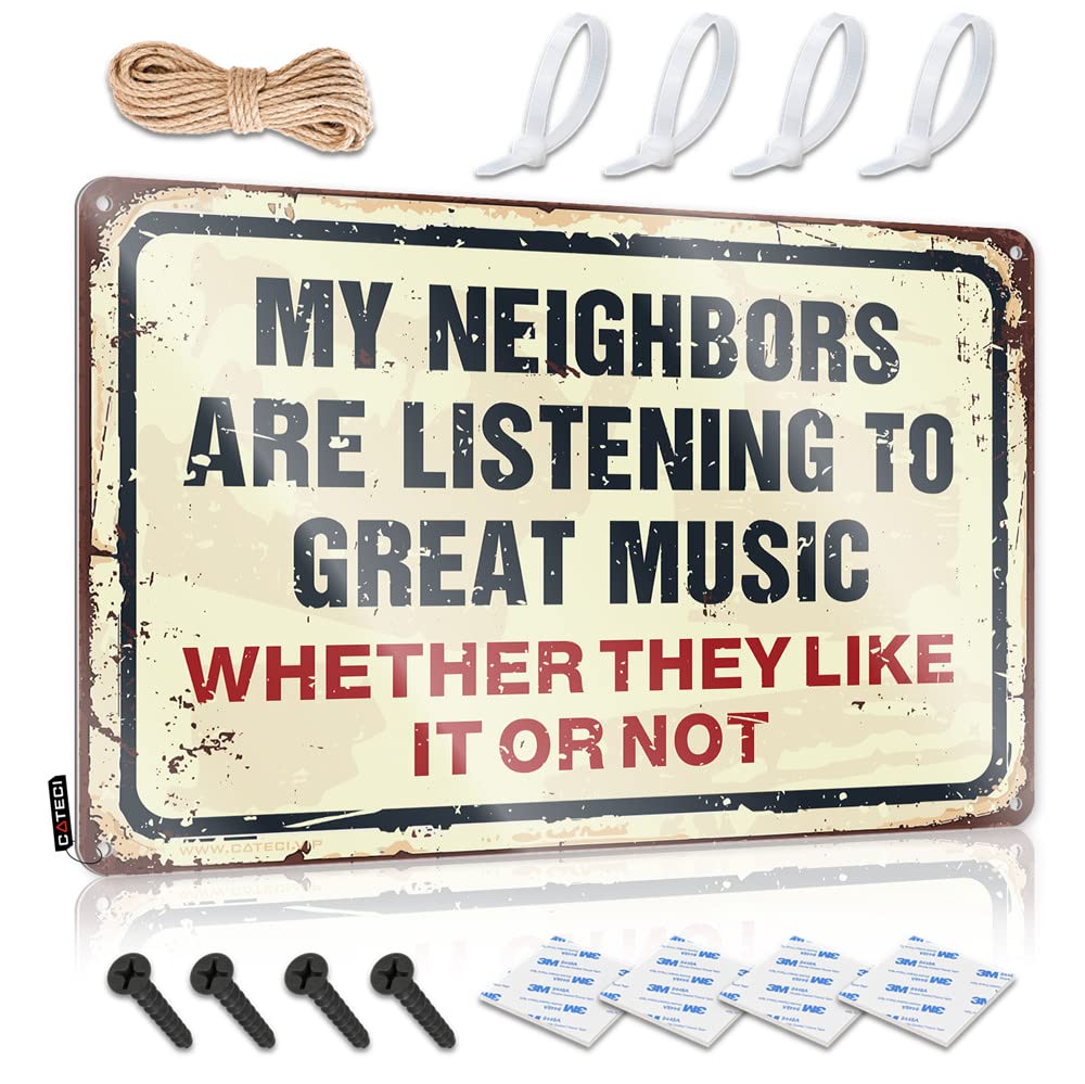 My Neighbors Are Listening To Great Music Art Beer Accessories Decorative | Quality Collection Hanging Art For Backyard Bar Living Room(30X40CM)