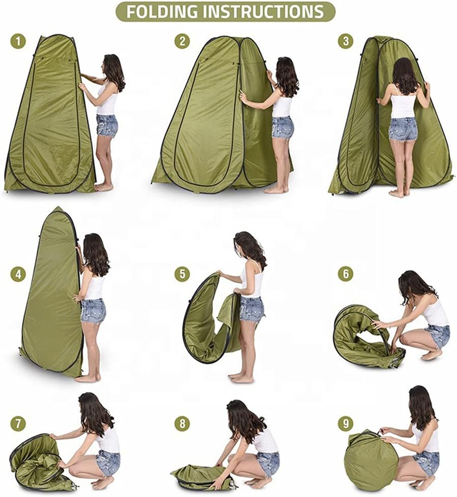 Camping Shower Tent Dressing Fishing Bathing Storage Room Camping Toilet Tent Beach Changing Shelter Canopy Outdoor Privacy Tent with Storage Bag Easy Set Up (Green Single 120X120X190CM)