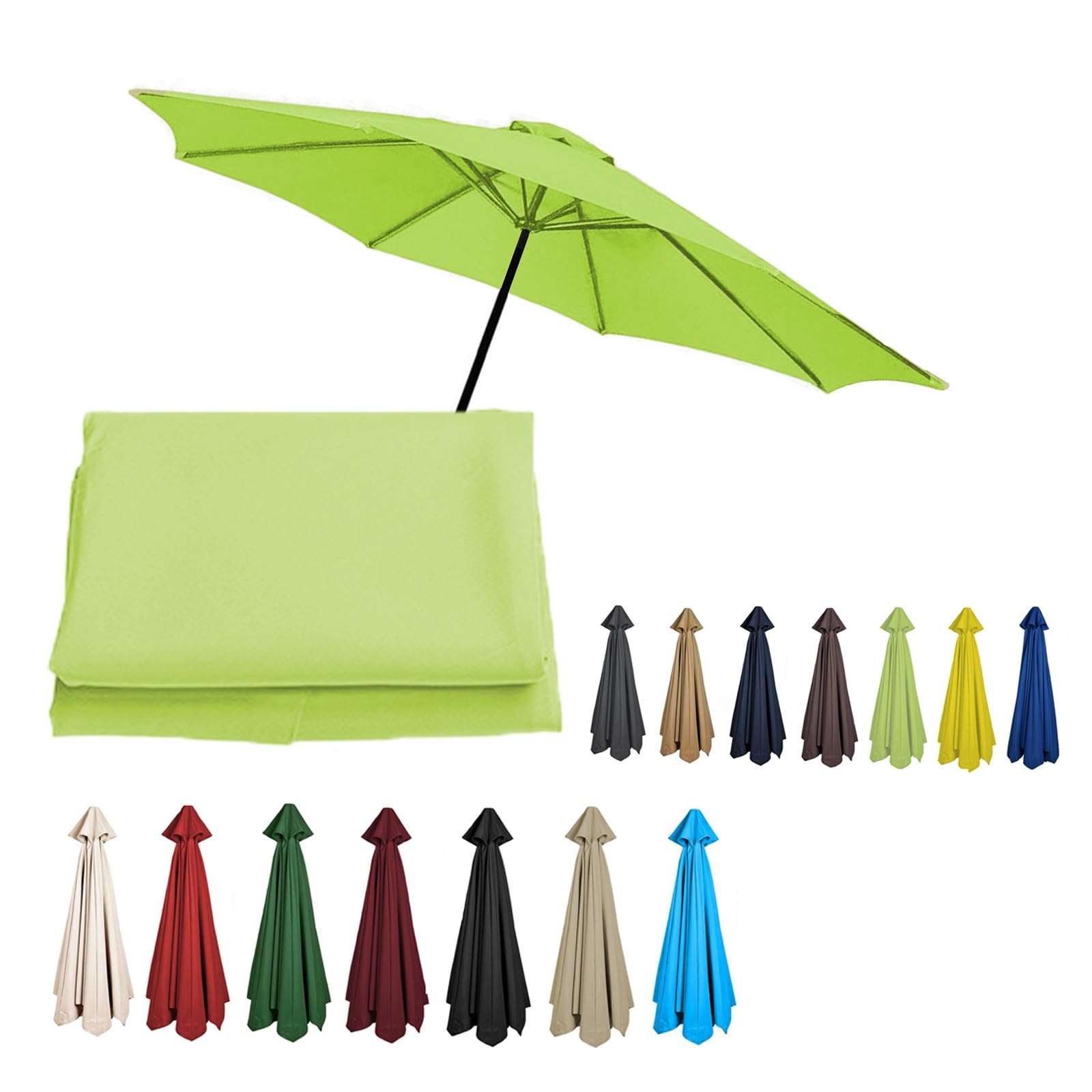 2/2.3/2.5/2.7/3/3.50m Replacement Garden Parasol Canvas 6/8 Ribs Replacement Canopy For Parasol Umbrella Replacement Cloth(Grass green,8.8ft (270cm)/8 Ribs)