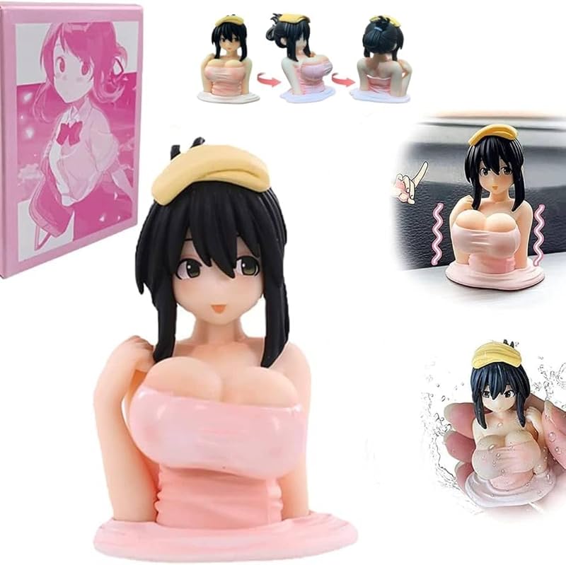 Adornos para sacudir el pecho, decoraciones para el salpicadero del auto de Shake Shake Girl, cabezones de muñecas Tide Play, belleza de estatuilla de acción sexy Kawaii, escultura de consola central del auto