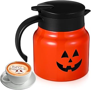 Mimorou Gothic Christmas Pumpkin Hot Chocolate Dispenser 27 oz Horror Christmas Hot Cocoa Bar Supplies Winter Stainless Steel Double Wall Thermal Water Carafe for Keeping Chocolate Coffee Party Favors