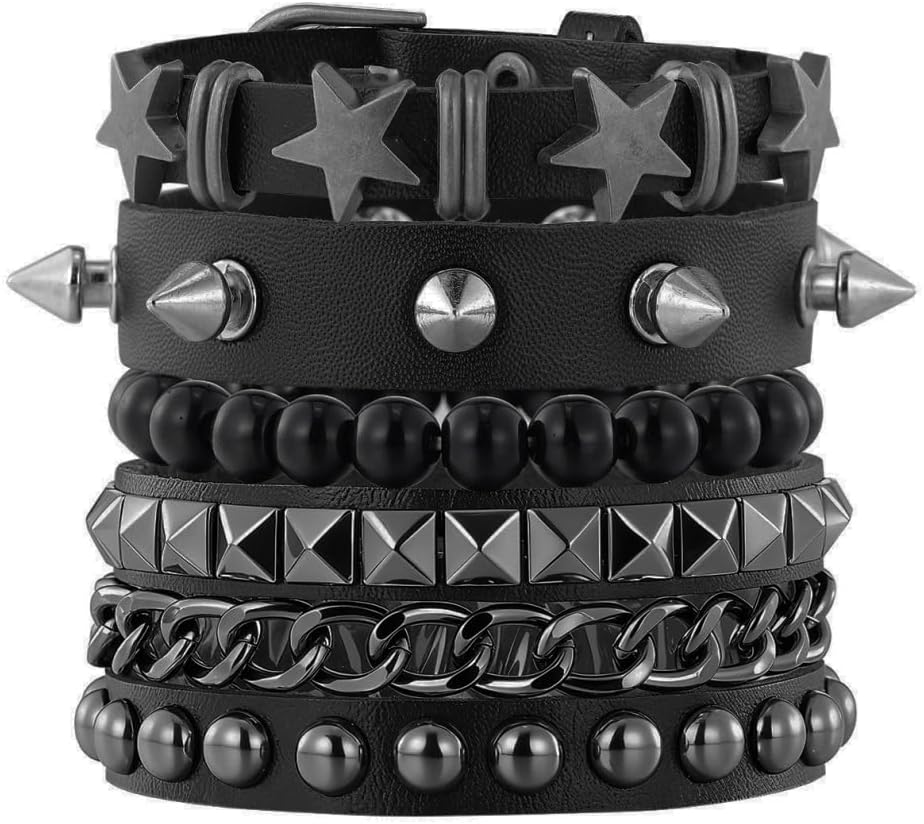 Brazalete unisex de cuero punk con pinchos, estilo 80s, para motociclistas, con accesorios de hip hop punk