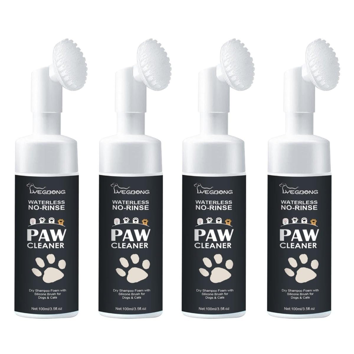 Jyuha Espuma limpiadora de Patas de Perro de 100 ml, Limpiador de pies de Mascotas 2 en 1, Espuma de Lavado de Patas de Perro sin Enjuague con Cepillo Desmontable, para Gatos, Perros y Mascotas