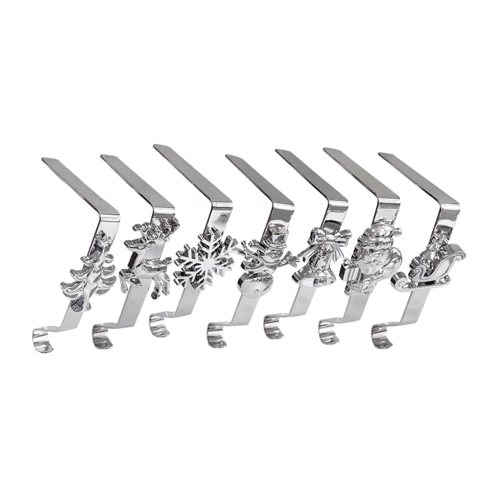 Msioytog Christmas Place Shelf Hook Set Includes 7 Decorative Iron Hangers Without Slip Base for Place Stocking Display Stocking Holders Iron