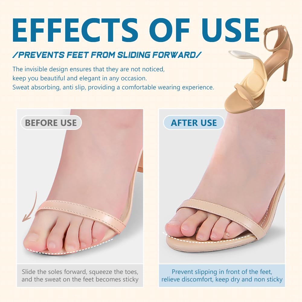 XINIFOOT 4 paia di inserti per tacchi alti da donna, lunghezza 3/4, sottili solette per scarpe con tacchi alti, décolleté, dita aperte, scarpe basse e sandali, cuscino per tallone e pianta del piede