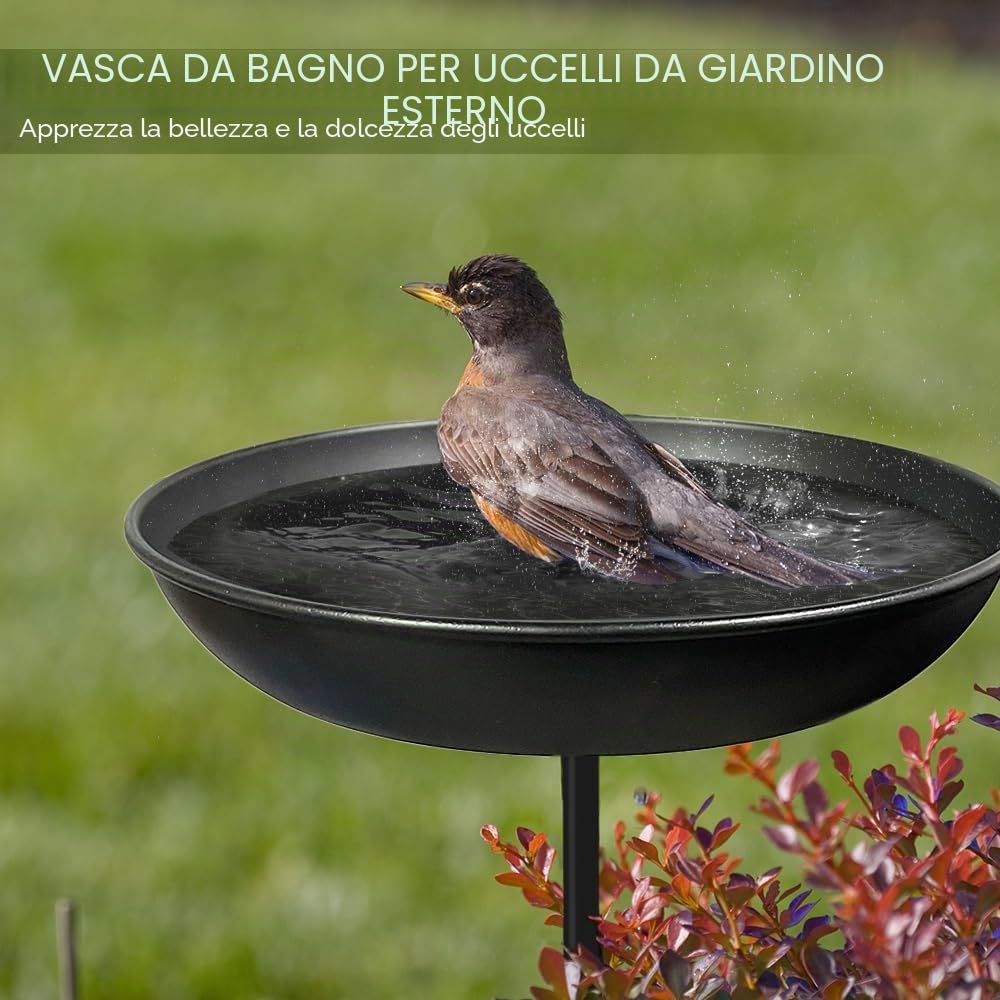 Vasca per uccelli da giardino, tavoli per uccelli per il giardino, autoportante, resistente, stazione di alimentazione per uccelli staccabile con robusto paletto in metallo, mangiatoie per uccelli in