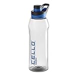 CELLO Fitbe Flip Cap Water Bottle For Daily Use 1000 ml, Black Blue | BPA Free, Reusable & Unbreakable Leakproof Lightweight Easy to Carry with Handle PET Water Bottle For Gym Office Indoor & Outdoor