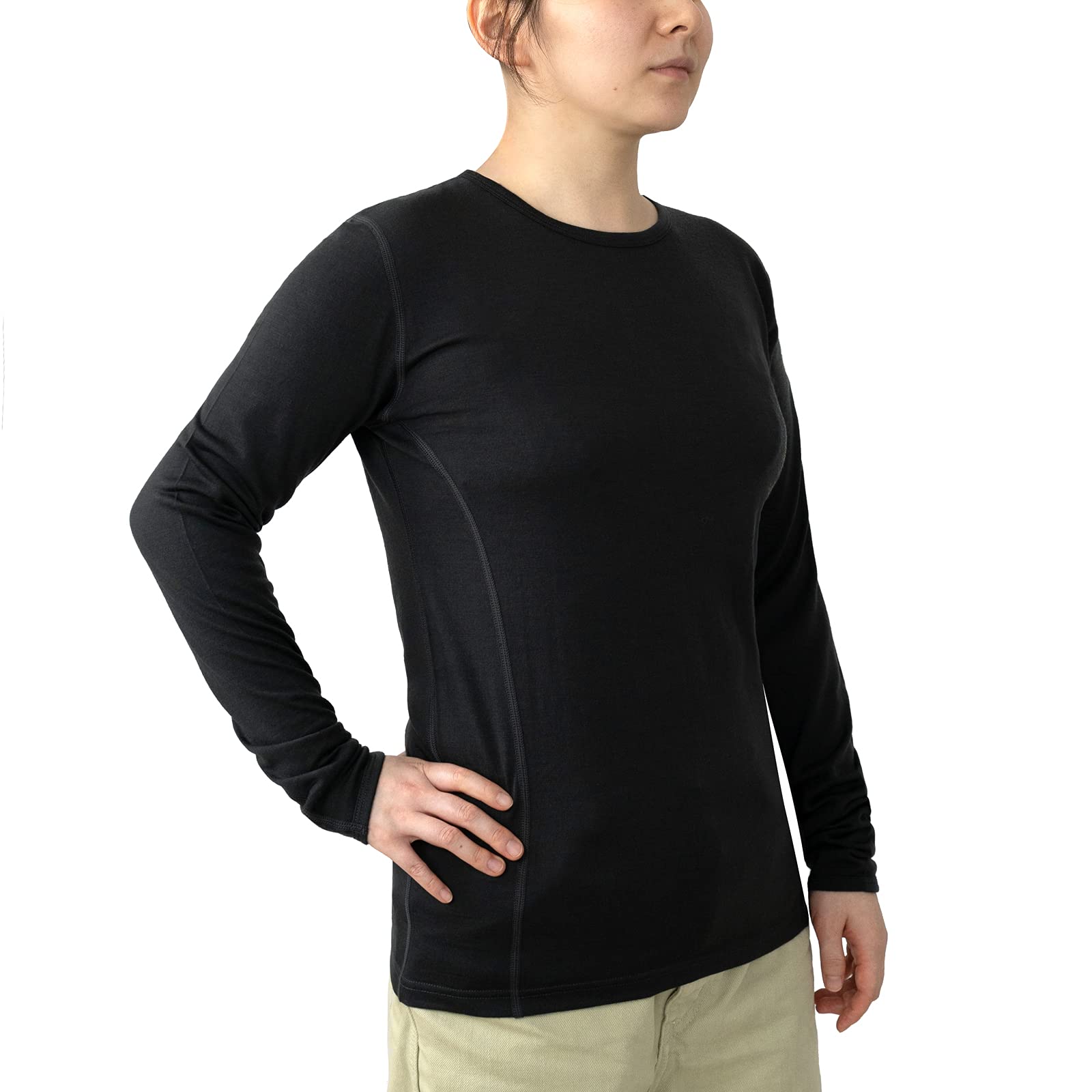 SHEEP RUN 100% Merino Wool Women's Base Layer Wicking Breathable Hiking Long Sleeve Shirt