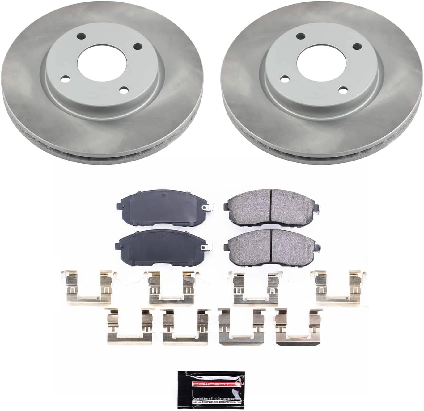 PowerStop Front Brake Kit for Nissan Cube 2009-14 |Sentra 2007-12 |Versa 2007-12 - Ceramic Brake Pads + Semi Coated Rotors Replacement, SC5817