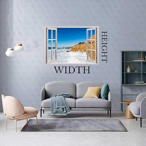 Miniatura 2 de Coastline Beautiful Scenery Pegatinas para Pared De Cuarto, plantillas de pared blancas para ventana, despegar y pegar, decoración de pared para el