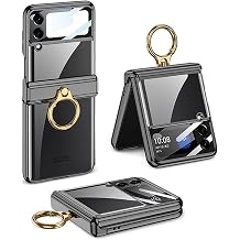 Galaxy Z Flip 4  le Uyumlu K l f Kamera Lens Korumal  Y z kl  Metal G r n ml  Katlanabilir Ringfold Case, Siyah
