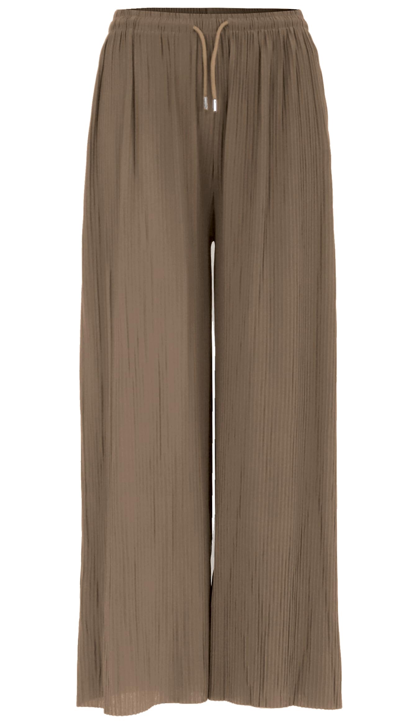 Van Der Rich ® - Weite Plissee Hose High Waist und Verstellbar Bänder - Damen (Braun, One Size)