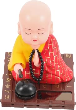 VOSAREA Solar Shaking Head Mini Monk Bobblehead Figure for Car Dashboard