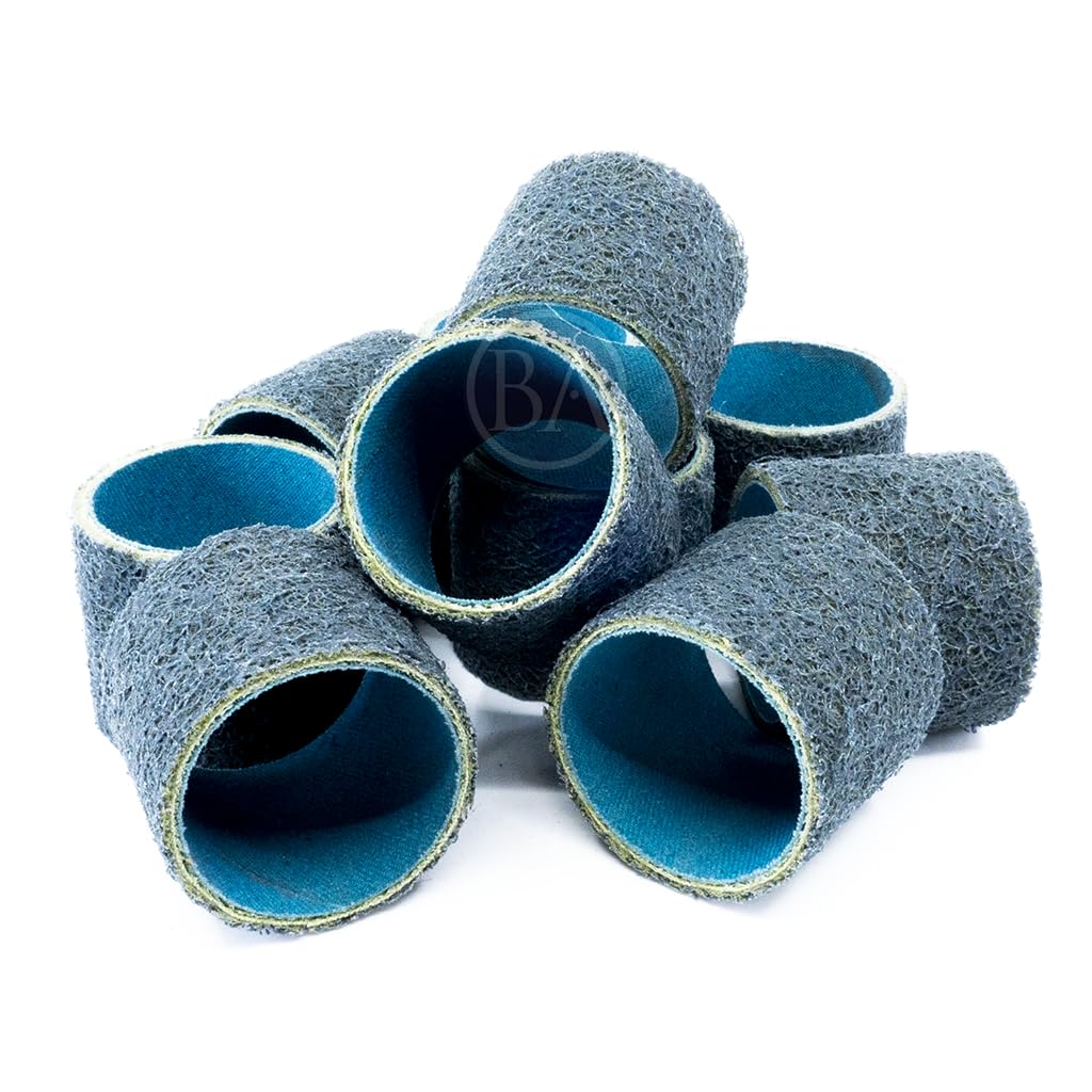 Benchmark Abrasives 1-1/2" x 1-1/2" Non Woven Surface Conditioning Sanding Bands, Spiral Bands Rotary Sander for Drill & Die Grinder, Metal Polishing Sanders for Woodworking Tool (10 Pack) - Coarse