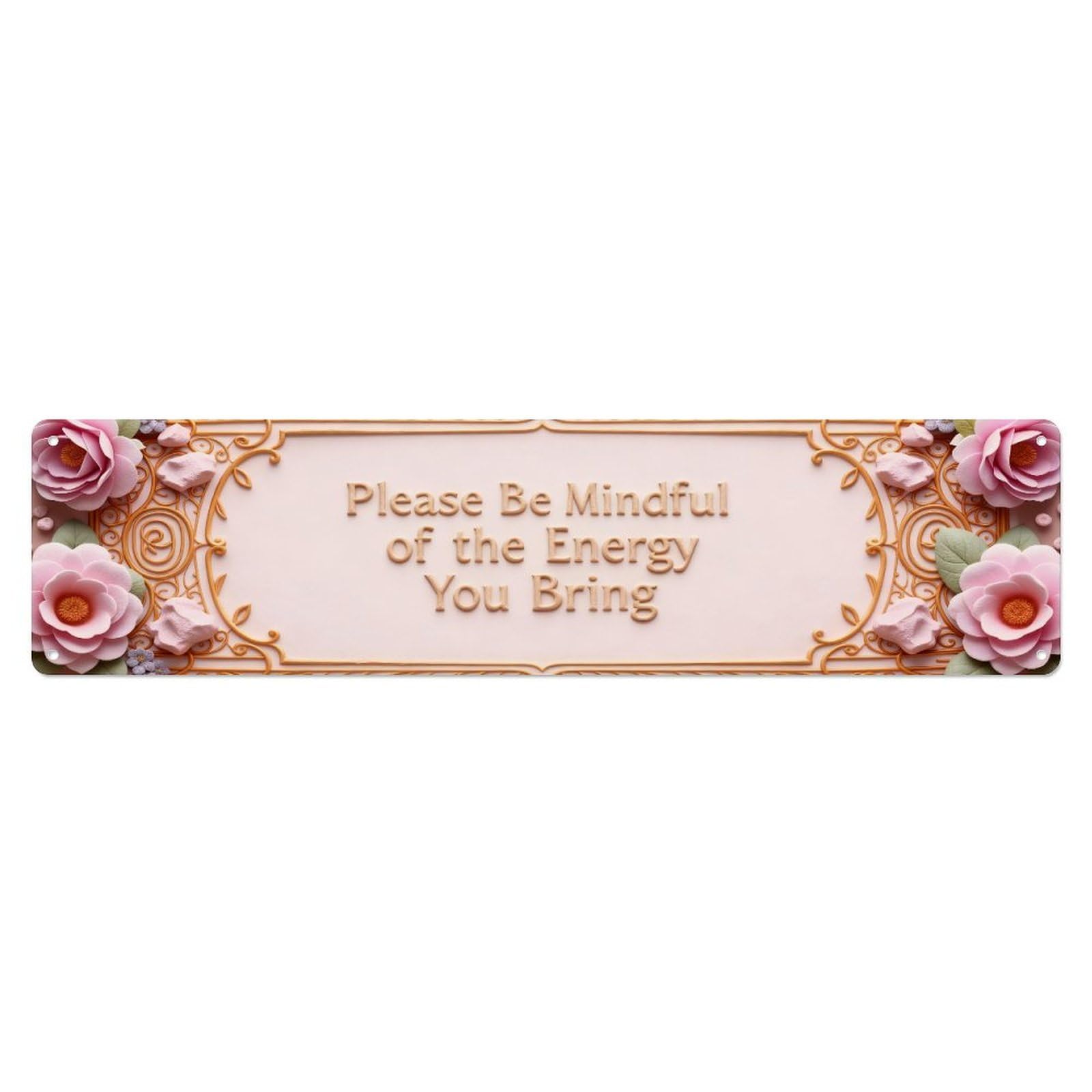 Floral Ornate Pink Roses Metal Tin Sign Plaque