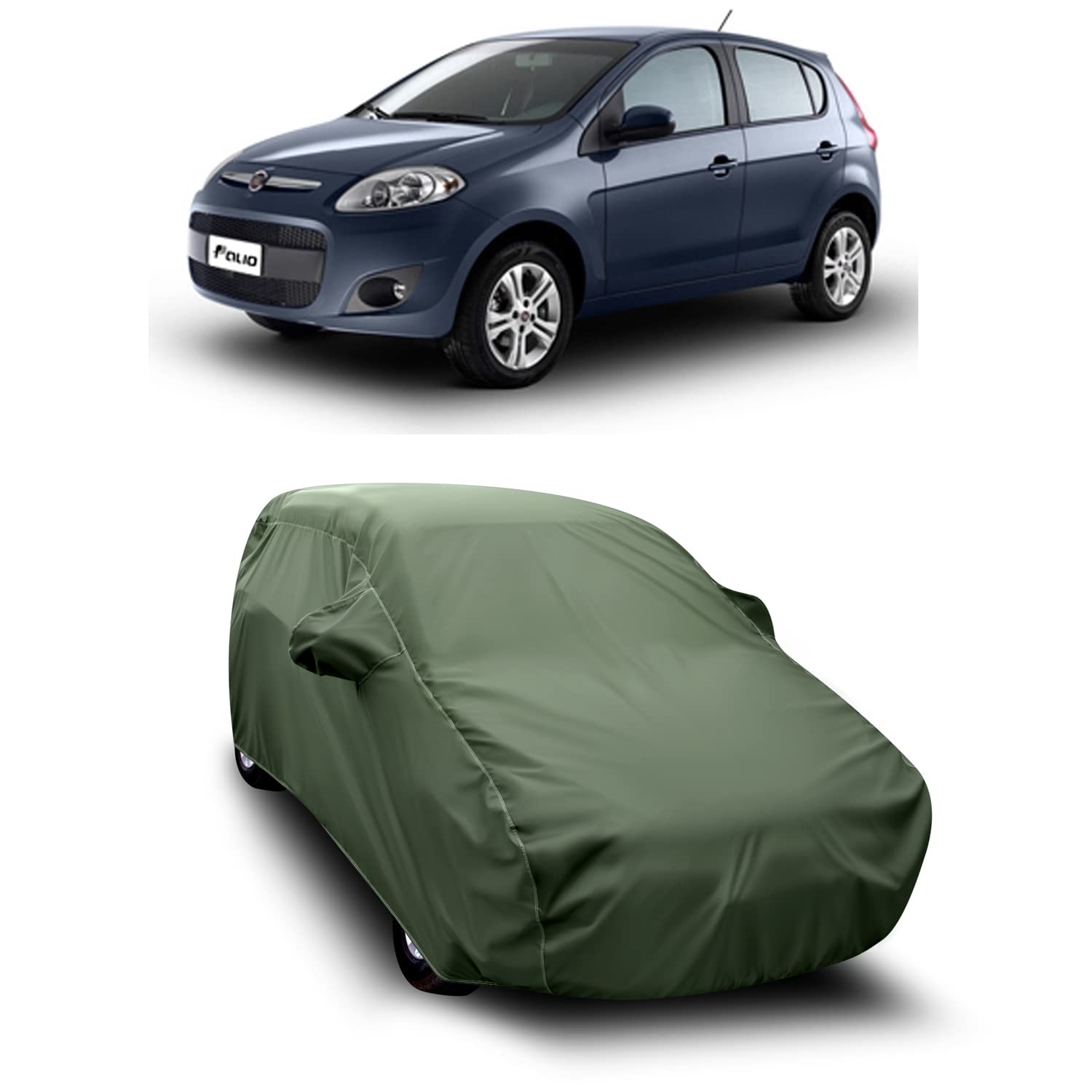 AOSIS® 100% Waterproof Car Body Cover Compatible with Palio with Mirror Pocket | 3 Layered Thick Fabric | 100% Rain Proof | Weather Proof | Dust Proof (Olive Green)-image-19