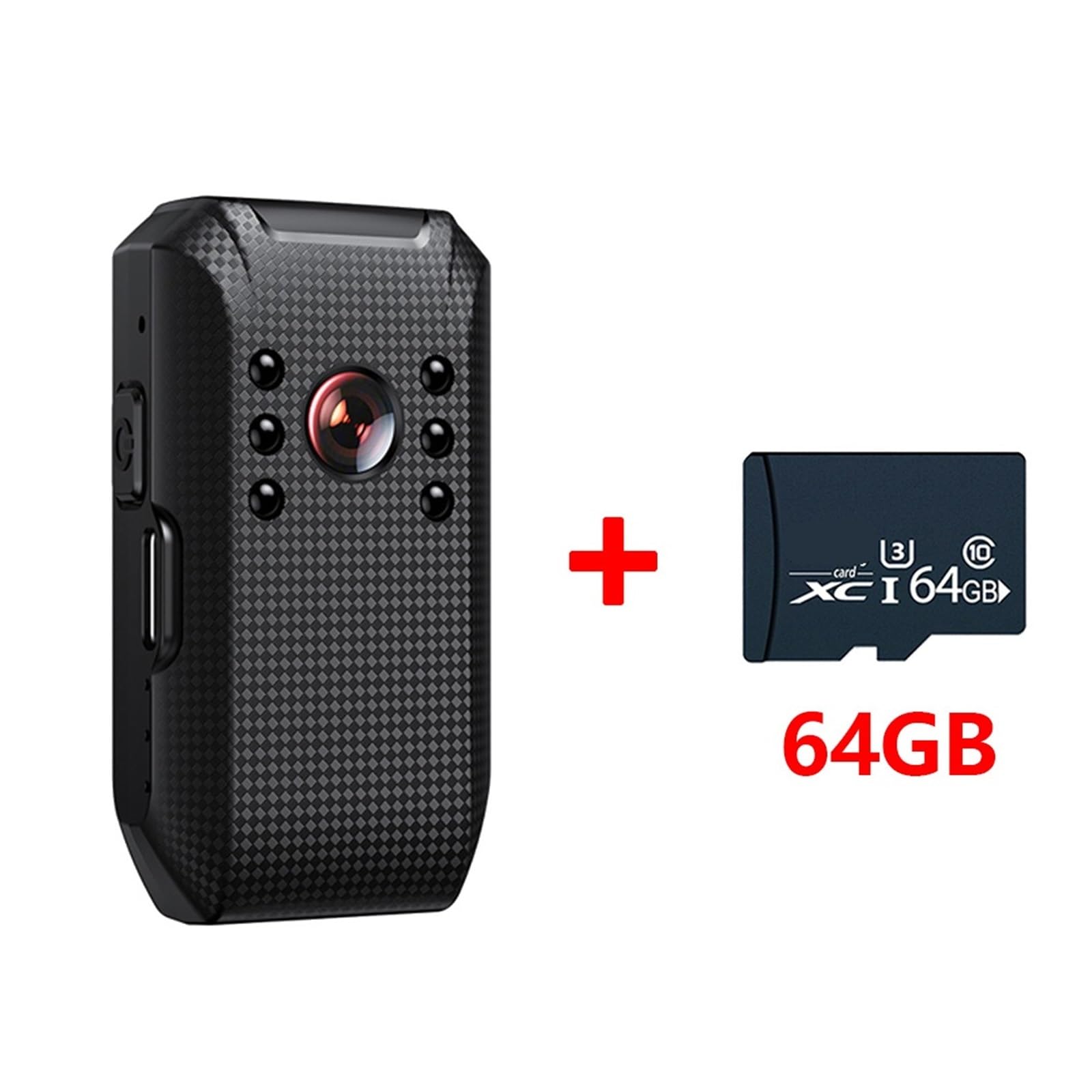 Mini Action Camera Full HD 1080P Digital Sports Body Cam Outdoor Motion Video Recording Enforcement Recorder(Cam-64GB Card)