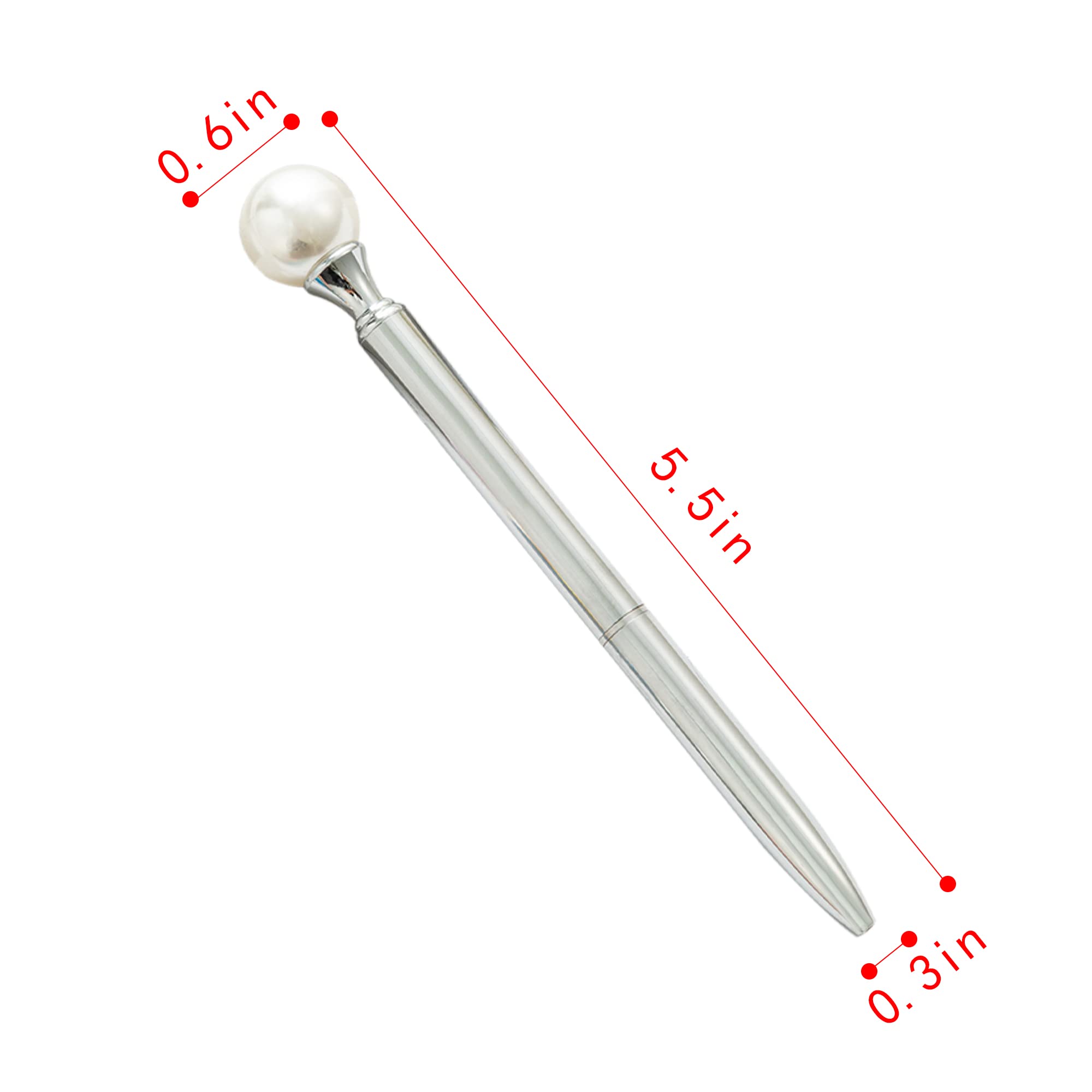 6 sztuk sztucznych pereł dekoracja Twist metalowy długopis długopis 1,0 mm czarny atrament