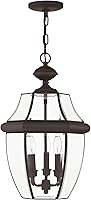 Vista 2 de Livex Lighting 2355-07 Monterey - Linterna colgante de latón macizo con acabado de bronce para exteriores con cristal biselado transparente