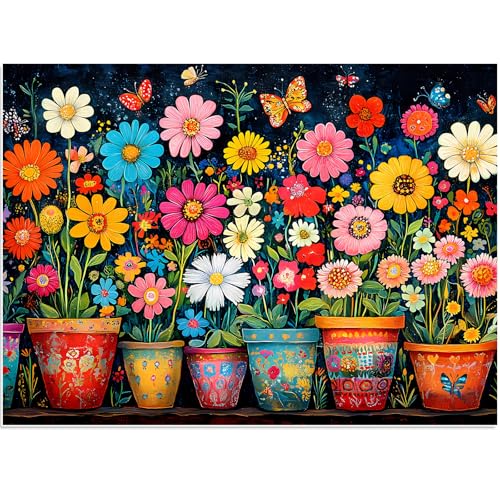 500 Piece Jigsaw Puzzle for Adults, Colorful Wildflowers Puzzle 500 Pieces for Adults Elderly, Recycled Cardboard Challenging Puzzle Perfect for Game Nights Finished Size 20.5 x 15 Home Decor