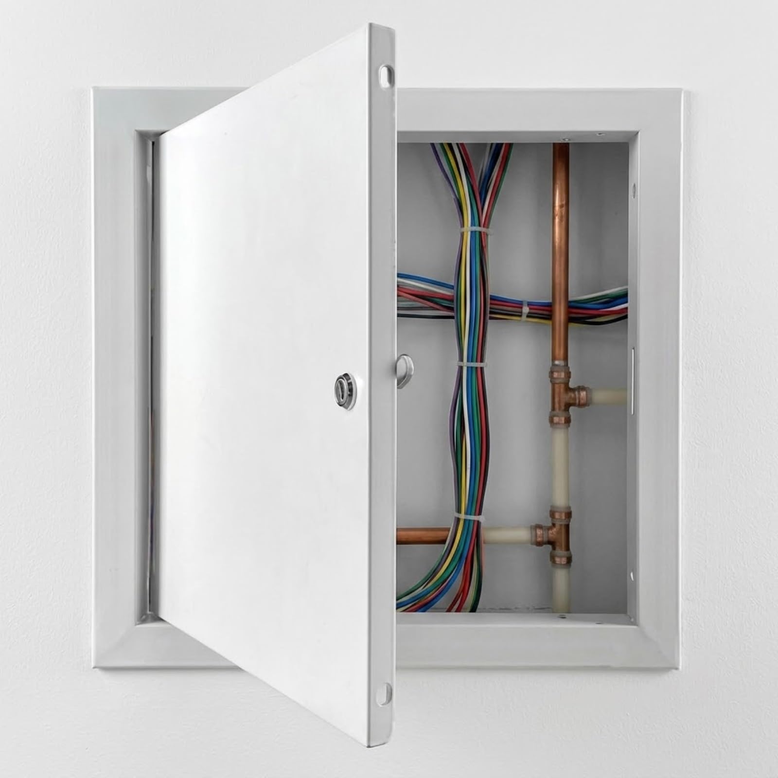 30x30cm White Aluminium Access Panel with Key Lock, Metal Inspection Hatch Flush Fit Access Panel for Plasterboard Wall Ceiling Plumbing(White,75x80cm)