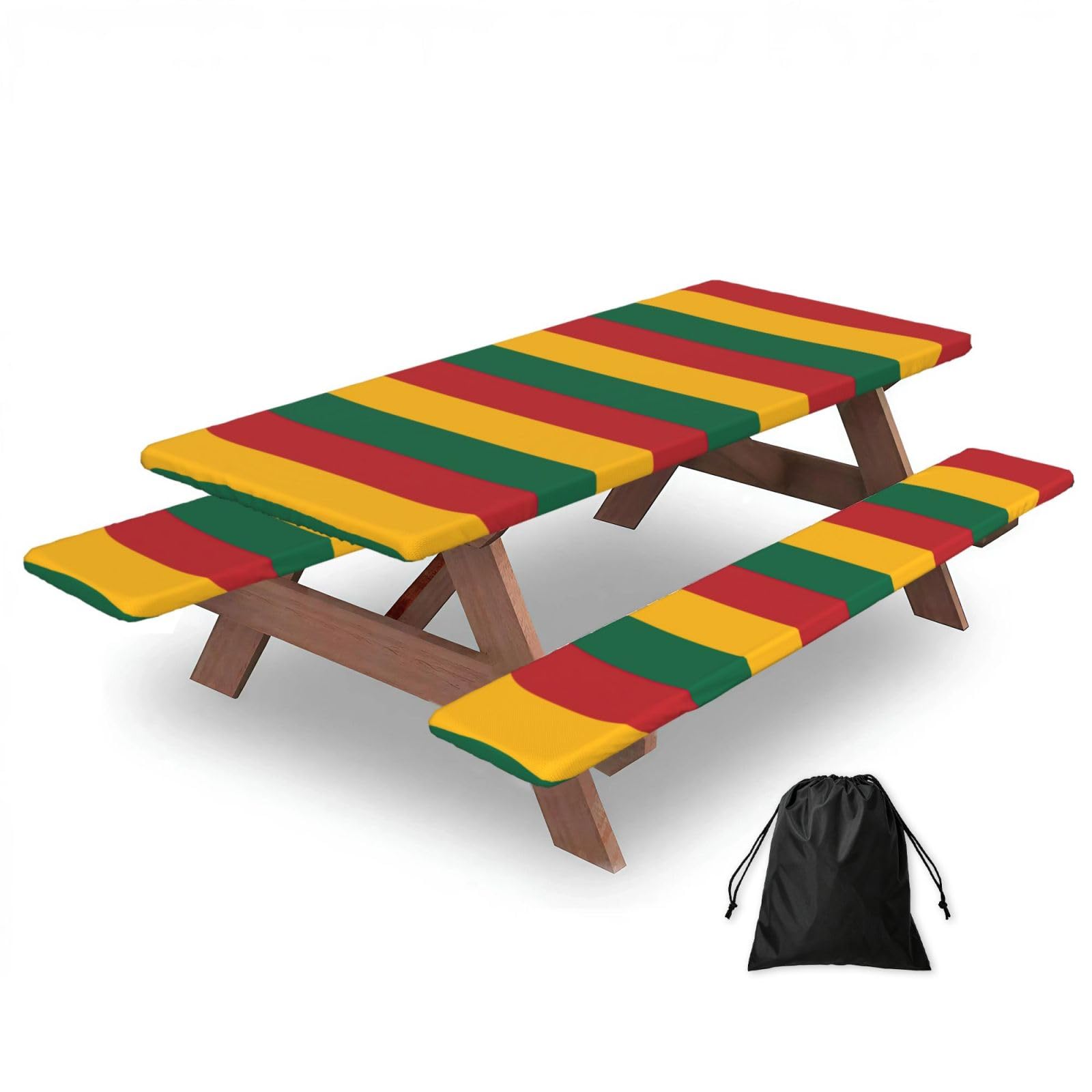PPHGUT Flag Of Lithuania Print Picnic Table Bench Cover Set Outdoor Garden Bbq Protector For Family Camping
