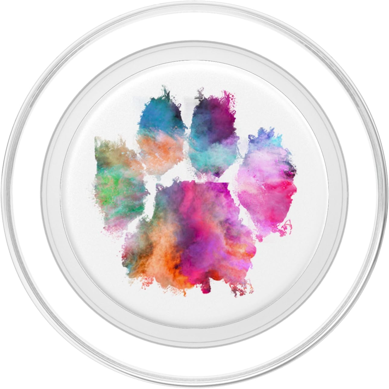 Colorful Dog Paw Print Pink Blue Abstract Animal Cat Lover PopSockets PopGrip for MagSafe