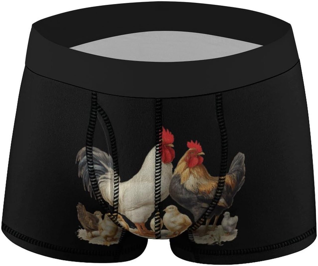 Rooster And Hen Chicken Novelty Men's Boxer Briefs Soft Breathable Underpants Trunks Stretch Underwear