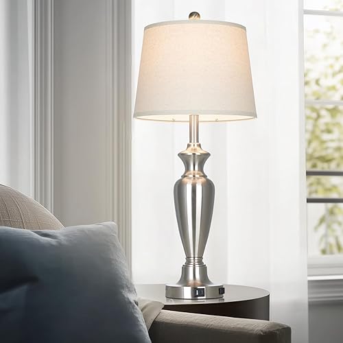 Miniatura 6 de Juego de 2 lámparas de mesa, color plateado