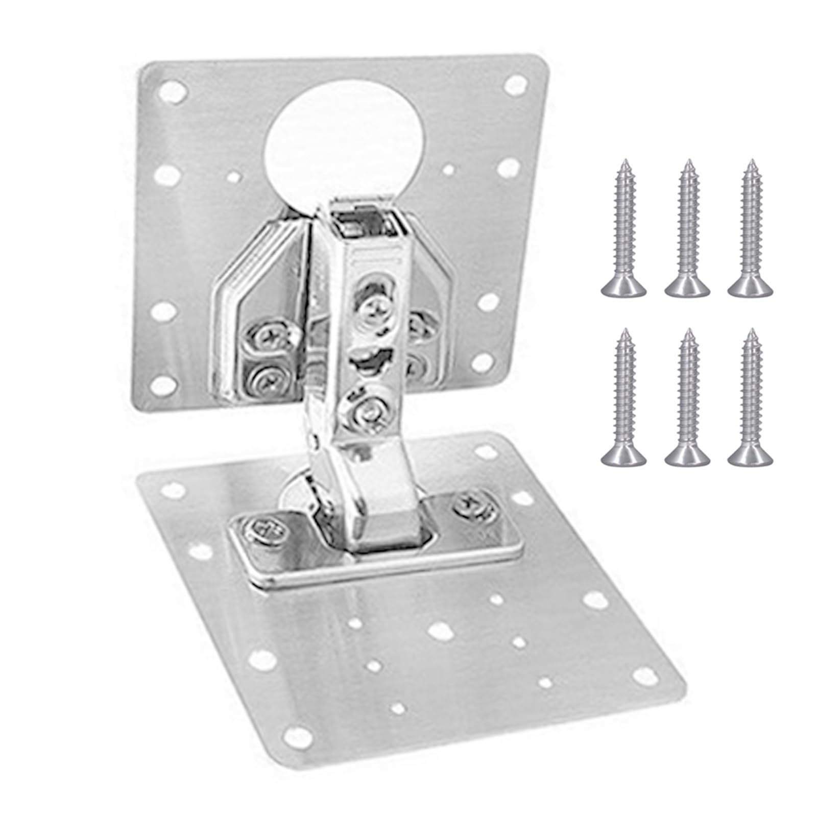 Nvsfzgiyg 1Set Cabinet Hinge Repair Plate Kit Kitchen Cupboard Door Mounting With Screws Flat Fixing Brace Brackets(1Set)