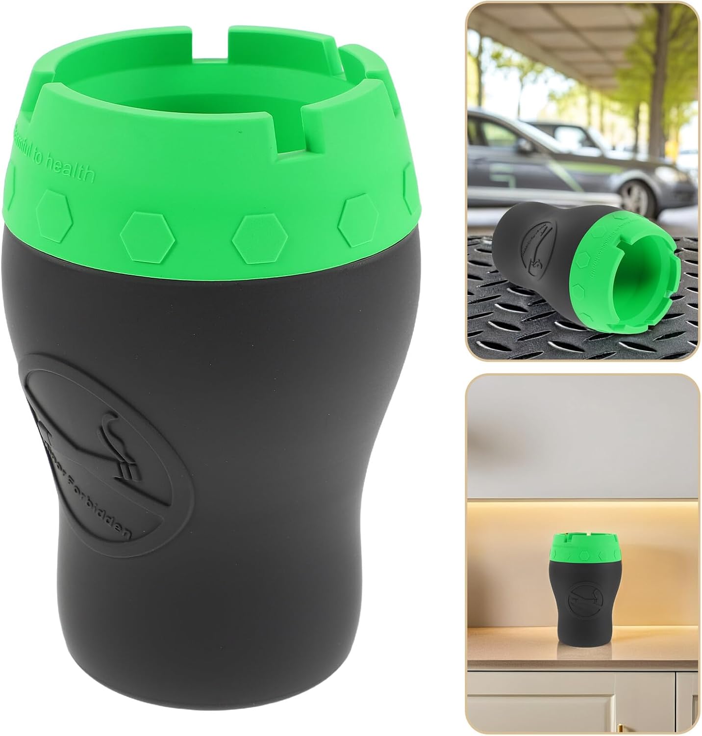 Portable Silicone Ashtray with Lid, Small Windproof Car Cigarette and Cigar Ash Tray for Indoor Outdoor Use, Shatterproof Ashtray for Travel and Home