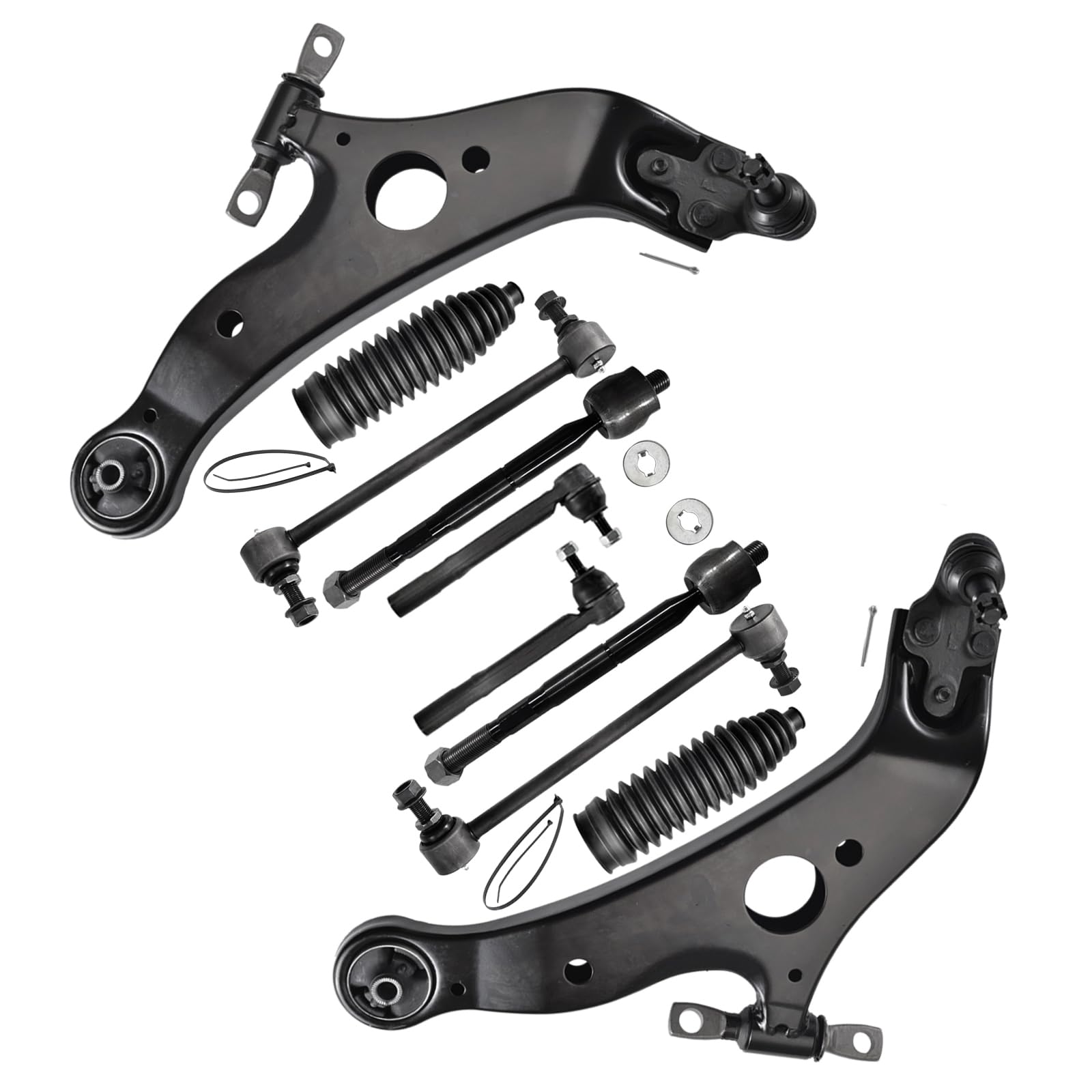 Photo 1 of ASTARPRO - 10pc Front Suspension Kit Replacement for Toyota Sienna 2004 2005 2006 2007 2008 2009 2010, 2 Lower Control Arms with Ball Joints 2 Sway Bars 4 Outer & Inner Tie Rods 2 Boots + Bellows