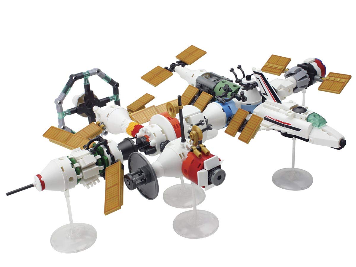 ComputerGear8-in-1 Space Building Kit ISS Station Brick Building Set with Toy Space Shuttle Detachable Satellites 512 Pieces