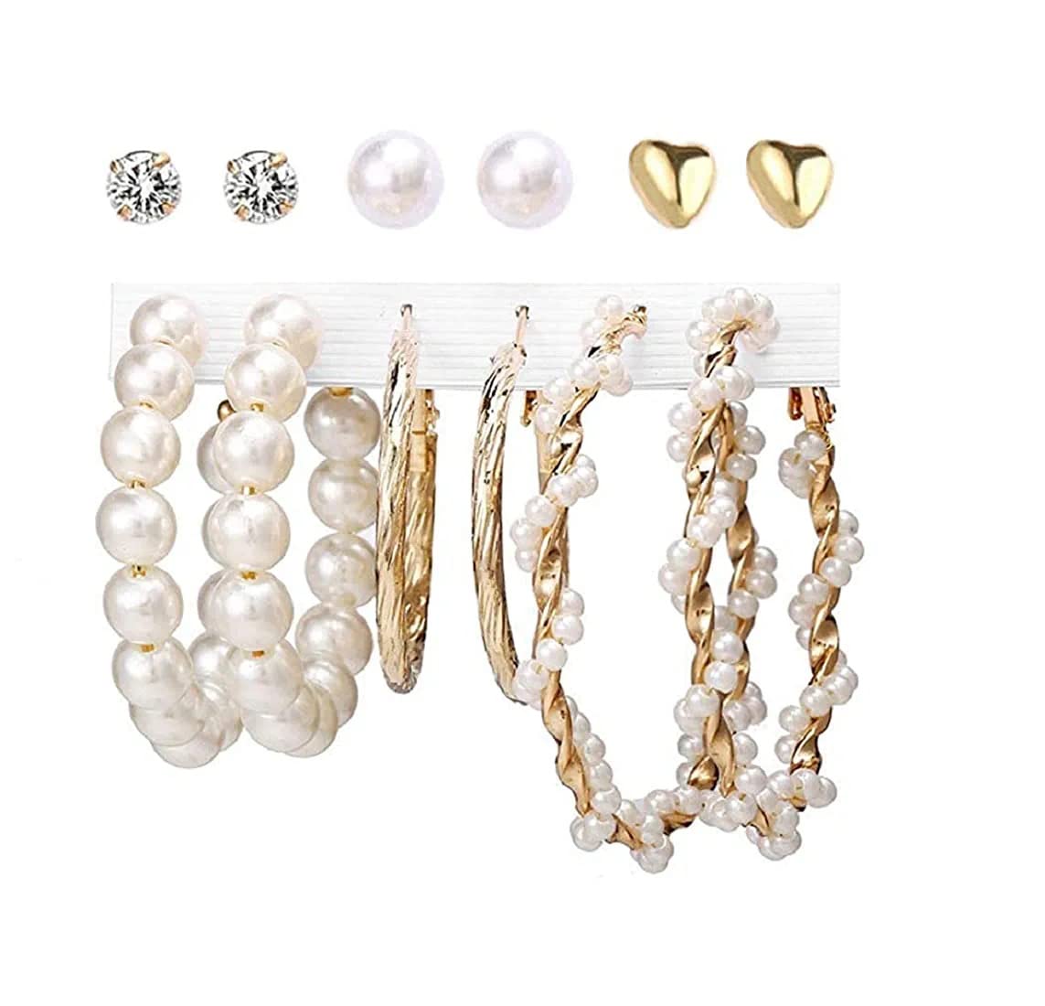Latest Stylish Golden combo of pearl stud Resin earrings set for Women Girls-image-9
