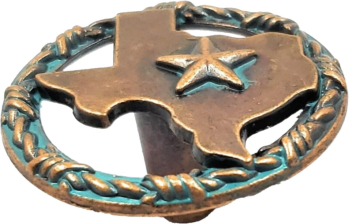 State of Texas with Star Cabinet Knobs, Southwest Decor Motifs, Set of 8,