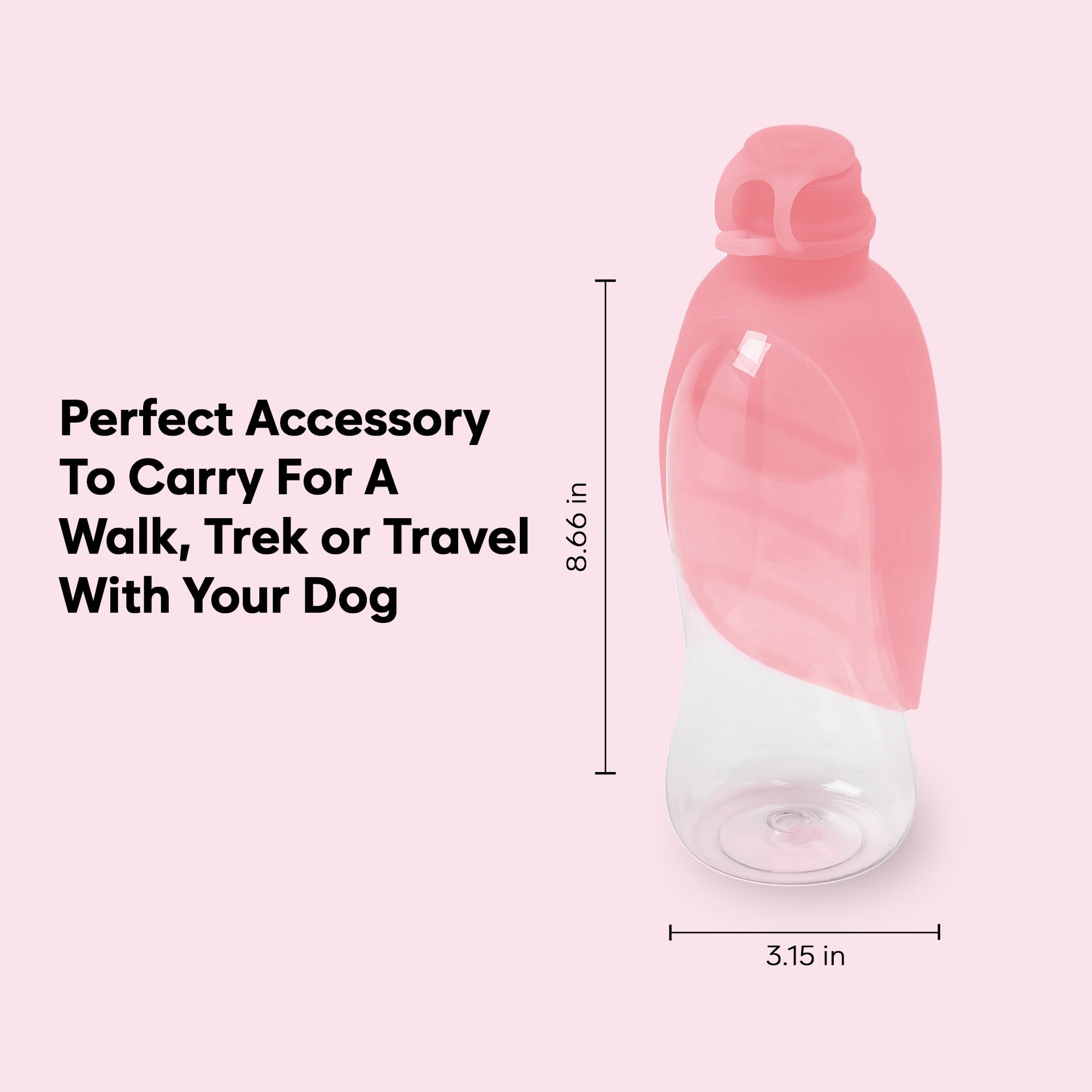 United Pets Leaf Design dozownik wody do wzięcia ze sobą dla psów, wykonany z silikonu, kolor różowy Dozownik wody do zabrania ze sobą